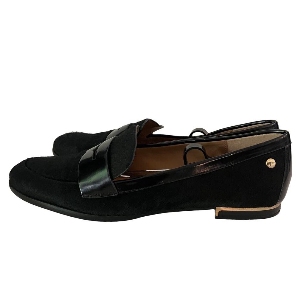 Calvin Klein Women’s Black Mohair Type Sz 11 Eur 41 Loafer w/ Gold Embellishment